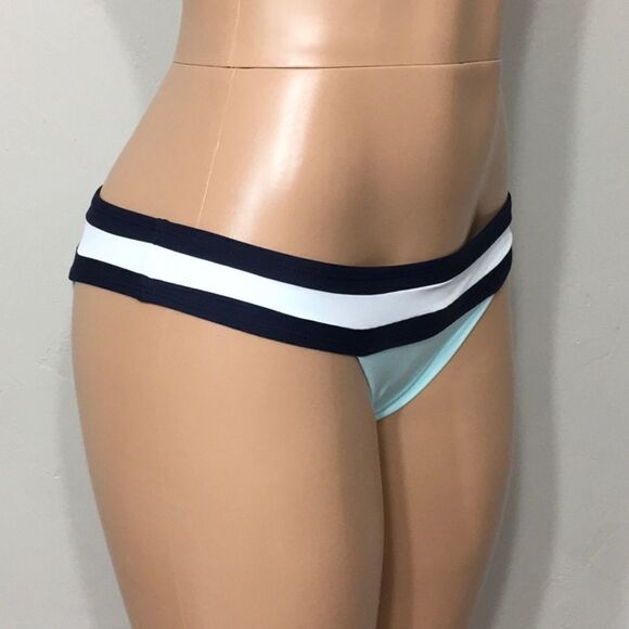 PILYQ Aquamarine banded teeny bikini bottoms. Large - Picture 4 of 8